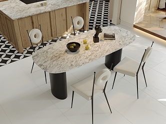 Modern Dining Table and Chair Private Table and Chair Marble Dining Table 3d model