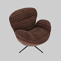 Stylish Striped Single Sofa With Pastel Fabric Brown Base And Swivel Stand