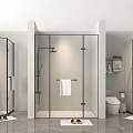 Shower shower partition shower towel rack 3d model