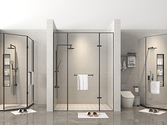 Shower shower partition shower towel rack 3d model