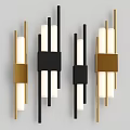 Modern Wall Lamps Featuring Black And Gold Finish With Sleek Lines And Cylindrical Shades