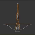 Classic Crossbow Weapon Featuring Wooden Grip Metal Frame And Decorative Bowstring