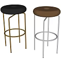 Sleek Modern Bar Stools With Black Brown Seats Gold Silver Metal Frames And Round Footrests