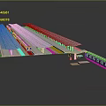 Modern Train Station With Multiple Platforms Covered Canopies And Parked Trains 3d model