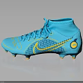 Blue And Yellow Nike Mid Top Football Boots With Mesh Upper And Studs Outsole