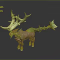 Enchanted Fantasy Deer Like Creature With Plant Antlers Leafy Tail And Bark Texture