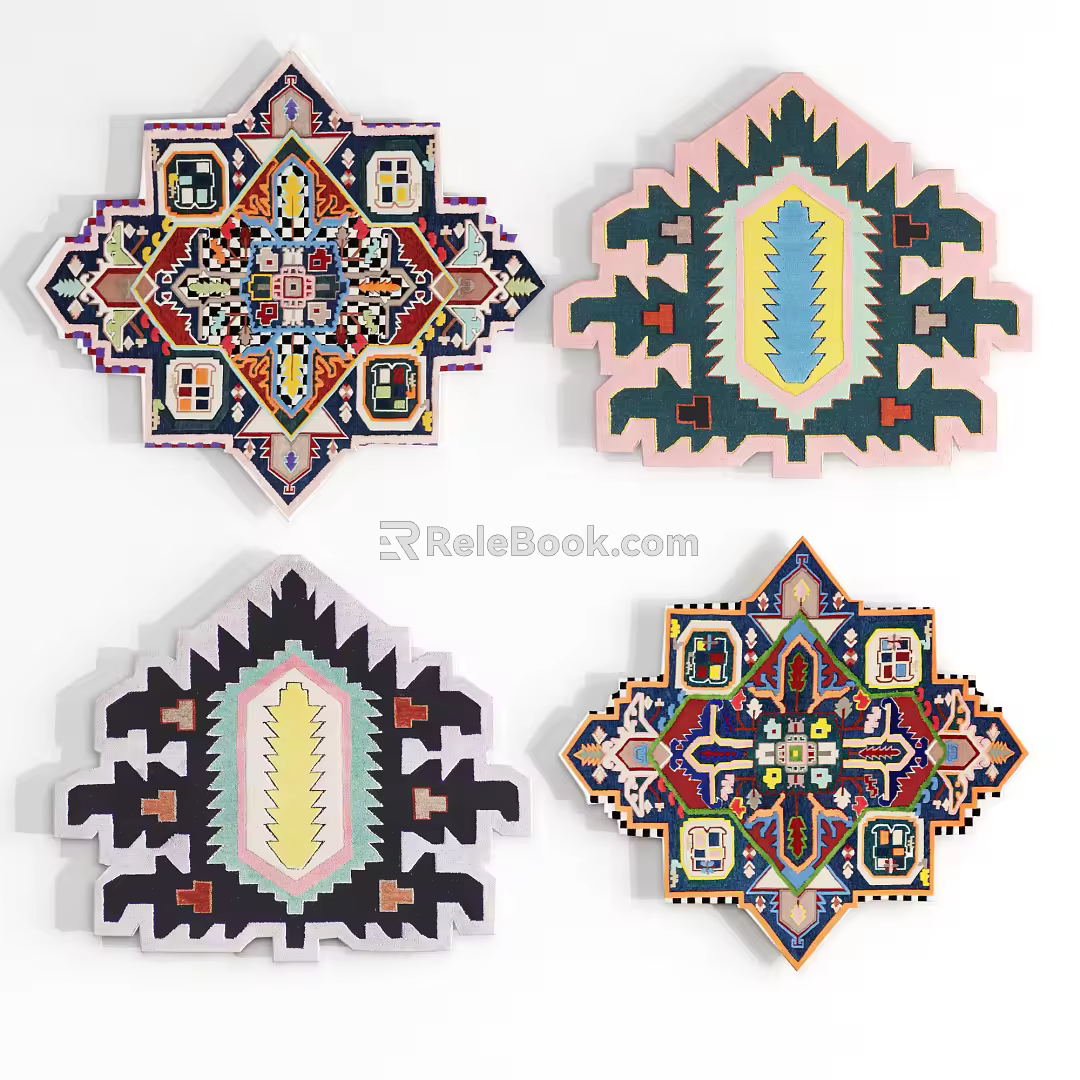 Ethnic style shaped carpet shaped carpet 3d model