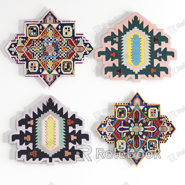 Ethnic style shaped carpet shaped carpet model