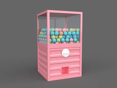 Cute Pink Gumball Machine With Colorful Balls As Instagrammable Photo Spot 3d model