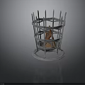 Indoor Plant In Decorative Metal Cage With Spiked Top And Orange Stems