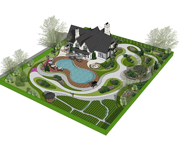 Luxury Detached Villa With Swimming Pool And Beautiful Landscaped Garden 3d model