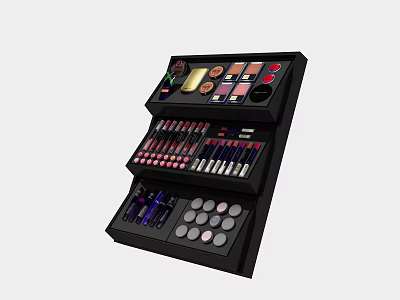 Multi Layer Cosmetics Display Stand With Lipsticks Eyeshadow Palettes And Powder Compacts 3d model