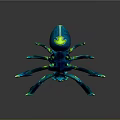 Game Movie Character Spider Like Creature With Blue Body Green Glowing Parts And Multiple Tentacles