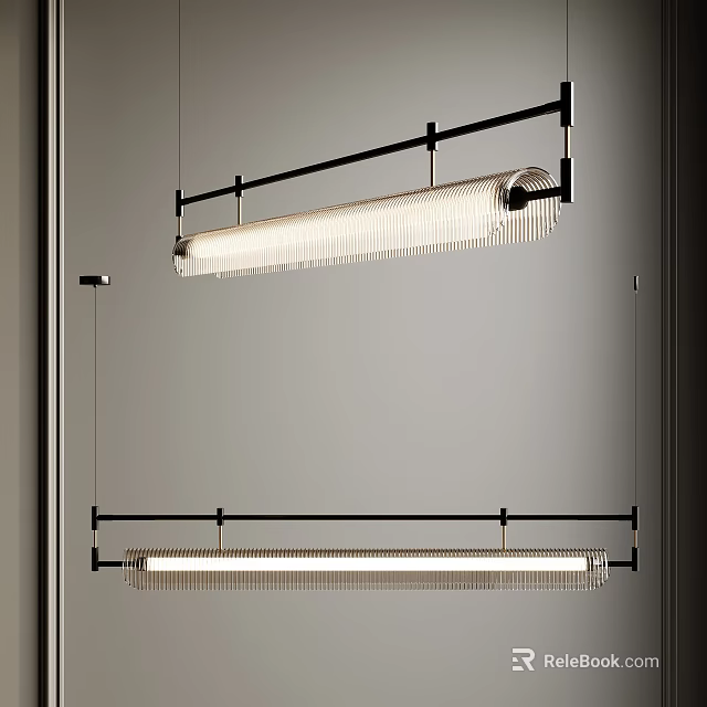 Modern Minimalist Pendant Light With Metal Frame And Glass Shade For Contemporary Interior 3d model 