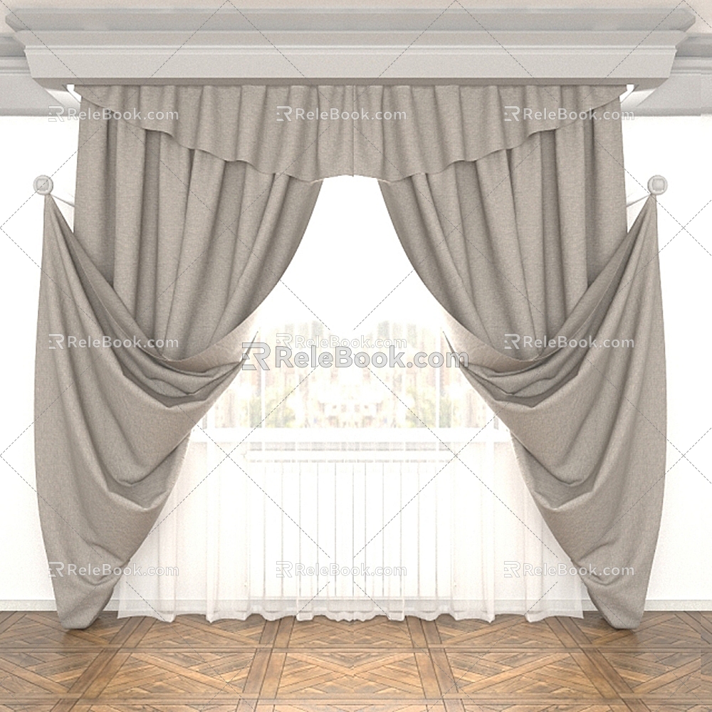 European-style curtains 3d model