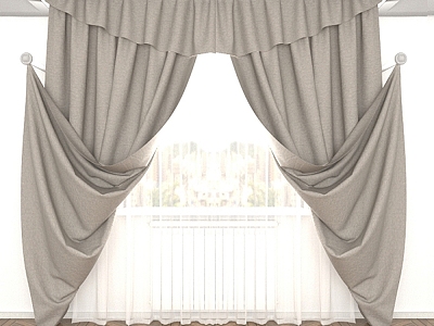 European-style curtains 3d model