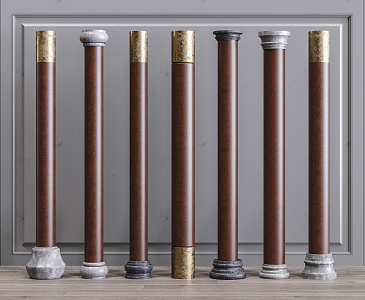 New Chinese style column combination 3d model