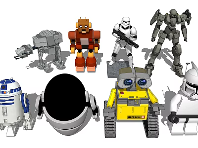 Electric Toys With Assorted Robot And Mechanical Character Action Figure Designs 3d model