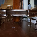 Classic Wooden Desk With Three Drawers And Curved Carved Legs Design