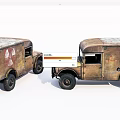 Vintage Military Trucks With Old Worn Out Appearance And Military Emblems