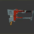 Mechanical Modern Weapon With Metal Axe Head Red Orange Components Sharp Edges And Sleek Design 3d model