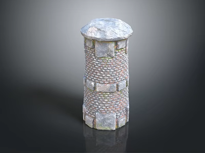 Medieval Stone Tower Featuring Detailed Brick Texture Circular Top And Layered Structure 3d model