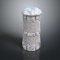 Medieval Stone Tower Featuring Detailed Brick Texture Circular Top And Layered Structure