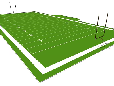Professional American Football Field With Green Turf White Markings And Goalposts 3d model