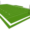 Professional American Football Field With Green Turf White Markings And Goalposts