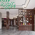 Modern Tobacco and Liquor Store Interior With Wooden Shelves Wine Displays Tobacco Products And Counter