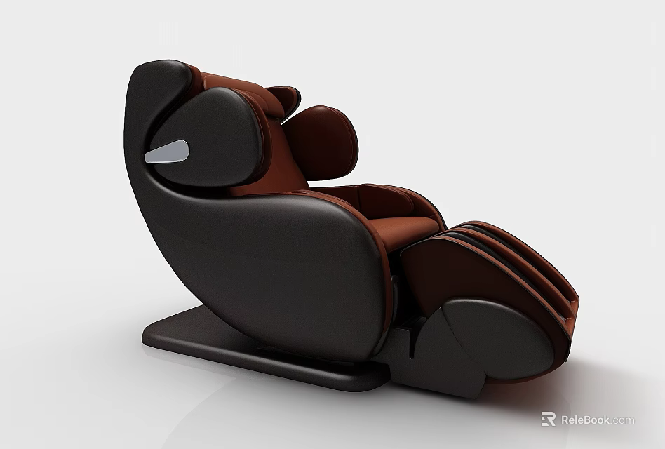 Modern Black And Brown Massage Chair With Comfortable Backrest And Leg Rest 3d model 