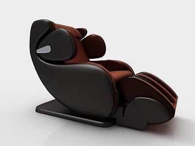 Modern Black And Brown Massage Chair With Comfortable Backrest And Leg Rest 3d model