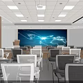 Modern Conference Room Interior Design With Multiple Screens Wooden Panels And Ceiling Lights