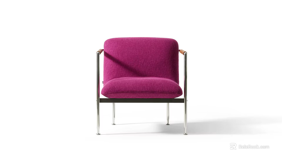 Modern Purple Single Sofa With Soft Upholstered Fabric And Sleek Metal Frame Design 3d model 