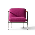 Modern Purple Single Sofa With Soft Upholstered Fabric And Sleek Metal Frame Design