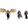 Game Movie Characters With Winged Designs Armor Costumes And Varied Outfits