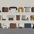 Modern Sofa Stool Low Stool Combination Shoe Changing Stool Round Stool Square Stool Special Shape 3d model
