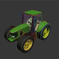 Green Tractor With Large Black Tires Yellow Rims And Spacious Cab Design Details