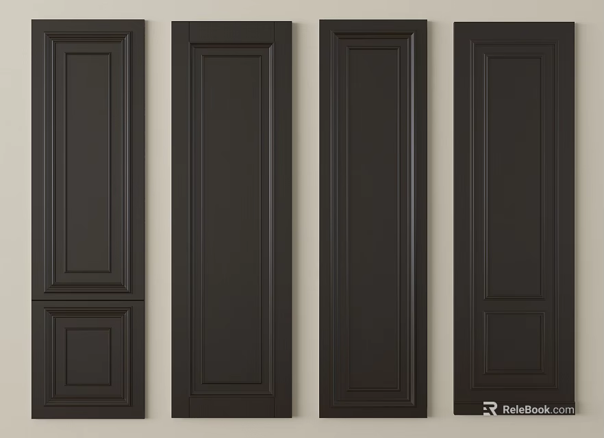 Dark Modern Interior Wall Paneling With Vertical Panel Design And Classic Details 3d model 