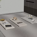 Modern Minimalist Seating Area With Floor Cushions Plush Toy Fruit Plate And Magazines