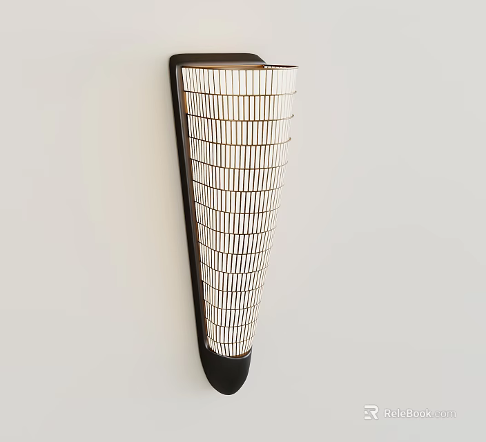 Unique Shaped Wall Lamp with Conical Grid Pattern Black Metal Frame and White Lampshade 3d model
