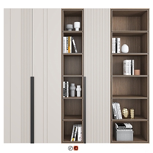 Furniture Solid Wood Bookcase Decorative Cabinet 3d model