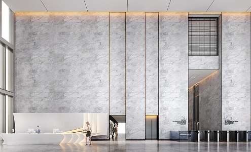 Office Building Lobby Rest Area Elevator Hall 3d model