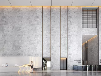 Office Building Lobby Rest Area Elevator Hall 3d model