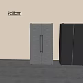 Poliform Sleek Modern Double Door Refrigerators in Silver and Dark Gray