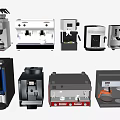 Kitchen Appliances Including Various Modern Coffee Machines For Home Use 3d model