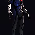 Futuristic Armored Character Displaying Detailed Geometric Armor Patterns And Glossy Finish
