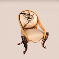 Elegant Classic Accent Chair With Intricate Carved Patterns And Light Beige Upholstery