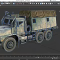 Rugged Military Truck With Camouflage Paint Canvas Cover Six Wheels And Spare Tire