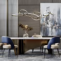 Light Luxury Dining Table and Chair Combination 3d model